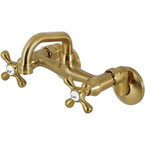 image:imageKingston Brass KS212SB Kingston TwoHandle 2Hole Wall Mount Bar Faucet in Brushed BrassBrushed Brass