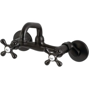 image:imageKingston Brass KS212SB Kingston TwoHandle 2Hole Wall Mount Bar Faucet in Brushed BrassMatte Black