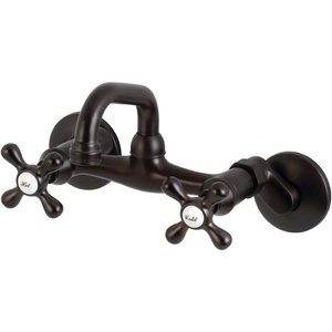 image:imageKingston Brass KS212SB Kingston TwoHandle 2Hole Wall Mount Bar Faucet in Brushed BrassOil Rubbed Bronze