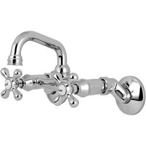 image:imageKingston Brass KS212SB Kingston TwoHandle 2Hole Wall Mount Bar Faucet in Brushed BrassPolished Chrome