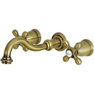 image:imageKingston Brass KS3127AX 8Inch Center Wall Mount Bathroom Faucet Brushed BrassAntique Brass