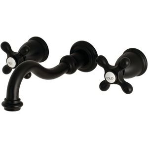 image:imageKingston Brass KS3127AX 8Inch Center Wall Mount Bathroom Faucet Brushed BrassMatte Black