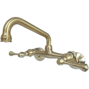 image:imageKingston Brass KS313SN Magellan Wall Mount Kitchen Faucet Satin Nickel 6Inch to 812Inch CenterBrushed Brass