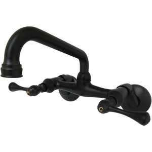image:imageKingston Brass KS313SN Magellan Wall Mount Kitchen Faucet Satin Nickel 6Inch to 812Inch CenterMatte Black