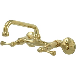 image:imageKingston Brass KS313SN Magellan Wall Mount Kitchen Faucet Satin Nickel 6Inch to 812Inch CenterPolished Brass
