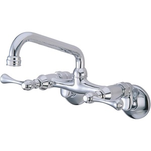 image:imageKingston Brass KS313SN Magellan Wall Mount Kitchen Faucet Satin Nickel 6Inch to 812Inch CenterPolished Chrome