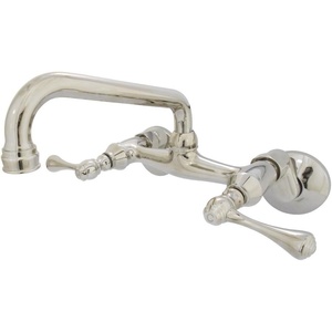 image:imageKingston Brass KS313SN Magellan Wall Mount Kitchen Faucet Satin Nickel 6Inch to 812Inch CenterPolished Nickel