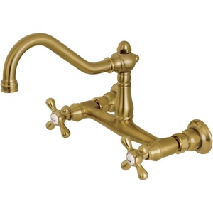 image:imageKingston Brass KS3247AX 8Inch Center Wall Mount Bathroom Faucet Brushed BrassBrushed Brass