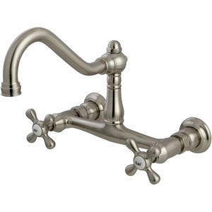 image:imageKingston Brass KS3247AX 8Inch Center Wall Mount Bathroom Faucet Brushed BrassBrushed Nickel
