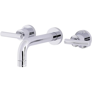 image:imageKingston Brass KS8120CML Manhattan 2Handle 8 in Wall Mount Bathroom Faucet Matte BlackPolished Chrome