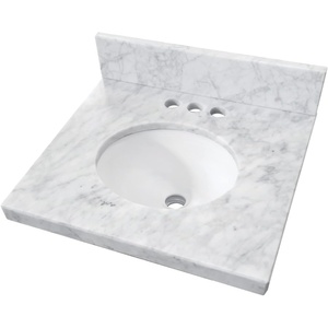 image:imageKingston Brass KVPB1917M34 Fredrickson 19Inch Carrara Marble Vanity Sink Top 4 Faucet Drillings in Carrara White