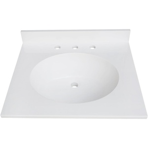 image:imageKingston Brass KVPB2522A38 Wimbeldon 25Inch Solid Surface Vanity Top 8 Faucet Drillings in Glossy White