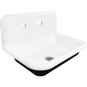 image:imageKingston Brass Towne KGCLWS3020191 Cast Iron Single Bowl Wall Mount Utility Sink with Drain WhitePolished ChromeWhiteBrushed Nickel