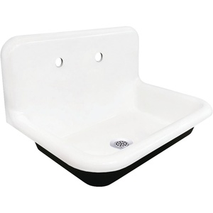 image:imageKingston Brass Towne KGCLWS3020191 Cast Iron Single Bowl Wall Mount Utility Sink with Drain WhitePolished ChromeWhitePolished Chrome