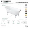 image:imageAqua Eden NHVCT7D653129B2 61Inch Cast Iron Single Slipper Clawfoot Tub with 7Inch Faucet Drillings WhitePolished BrassWhite