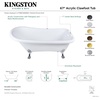 image:imageAqua Eden VT7DE672826WAC0 67 Acrylic Classic FlatRim Single Slipper Clawfoot Tub 7 Faucet Drillings Glossy WhiteMatte BlackGlossy WhiteMatte Black