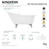 image:imageKingston Brass Aqua Eden VCTND6030NT5 Cast Iron Slipper Clawfoot Bathtub with Oil Rubbed Bronze Feet without Faucet Drillings 60Inch WhiteChrome