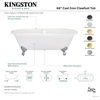 image:imageKingston Brass Aqua Eden VCTND663013NB8 Cast Iron Double Ended Clawfoot Bathtub with Brushed Nickel Feet without FaucetDrillings 66Inch WhiteBrushed Nickel