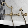 image:imageKingston Brass KS1248ALBS Heritage Wall Mount Bridge Kitchen Faucet with Brass Spray Brushed NickelAntique Brass