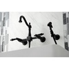 image:imageKingston Brass KS1260PKLBS Duchess Wall Mount Bridge Kitchen Faucet with Brass Sprayer Matte Black