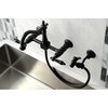 image:imageKingston Brass KS1260PKLBS Duchess Wall Mount Bridge Kitchen Faucet with Brass Sprayer Matte Black