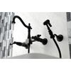 image:imageKingston Brass KS1260PKLBS Duchess Wall Mount Bridge Kitchen Faucet with Brass Sprayer Matte Black