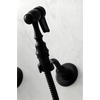 image:imageKingston Brass KS1260PKLBS Duchess Wall Mount Bridge Kitchen Faucet with Brass Sprayer Matte Black