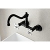 image:imageKingston Brass KS3221PX Vintage 6 Adjustable Center Wall Mount Kitchen Faucet Polished ChromeMatte Black