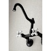 image:imageKingston Brass KS3221PX Vintage 6 Adjustable Center Wall Mount Kitchen Faucet Polished ChromeMatte Black