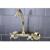 image:imageKingston Brass Kingston 6Inch Adjustable Center Wall Mount Kitchen Faucet Brushed BrassMatte Black