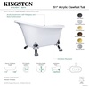 image:imageKingston Brass VTND512824WAC5 Aqua Eden 51Inch Acrylic ClawfootTub NoFaucet Drillings WhiteOil Rubbed BronzeWhitePolished Brass