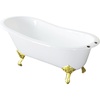image:imageAqua Eden NHVCT7D653129B2 61Inch Cast Iron Single Slipper Clawfoot Tub with 7Inch Faucet Drillings WhitePolished BrassWhitePolished Brass