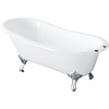 image:imageAqua Eden NHVCT7D653129B2 61Inch Cast Iron Single Slipper Clawfoot Tub with 7Inch Faucet Drillings WhitePolished BrassWhitePolished Chrome
