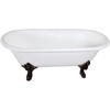 image:imageAqua Eden VCTDE7232NL5 72Inch Cast Iron Double Ended Clawfoot Tub No Faucet Drillings WhiteOil Rubbed Bronze