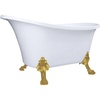 image:imageAqua Eden VTND512824WAC7 51 Acrylic Oval Double Slipper Clawfoot Tub No Faucet Drillings Glossy WhiteBrushed BrassGlossy WhiteBrushed Brass