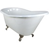 image:imageKingston Brass Aqua Eden VCTND6030NT5 Cast Iron Slipper Clawfoot Bathtub with Oil Rubbed Bronze Feet without Faucet Drillings 60Inch WhiteBrushed Nickel