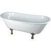 image:imageKingston Brass Aqua Eden VCTND6728NH8 Cast Iron Double Slipper Clawfoot Bathtub with Brushed Nickel Feet without FaucetDrillings 67Inch WhiteBrushed Nickel