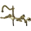 image:imageKingston Brass KS1248ALBS Heritage Wall Mount Bridge Kitchen Faucet with Brass Spray Brushed NickelAntique Brass