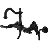 image:imageKingston Brass KS1260PKLBS Duchess Wall Mount Bridge Kitchen Faucet with Brass Sprayer Matte Black