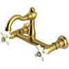 image:imageKingston Brass KS3250PX Vintage Wall Mount Kitchen Faucet Matte BlackBrushed Brass