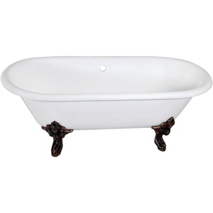 image:imageAqua Eden VCTDE7232NL5 72Inch Cast Iron Double Ended Clawfoot Tub No Faucet Drillings WhiteOil Rubbed Bronze