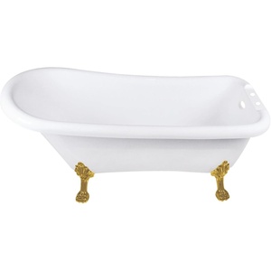 image:imageAqua Eden VT7DE672826WAC0 67 Acrylic Classic FlatRim Single Slipper Clawfoot Tub 7 Faucet Drillings Glossy WhiteMatte BlackGlossy WhiteBrushed Brass