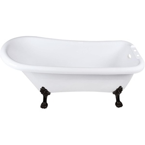 image:imageAqua Eden VT7DE672826WAC0 67 Acrylic Classic FlatRim Single Slipper Clawfoot Tub 7 Faucet Drillings Glossy WhiteMatte BlackGlossy WhiteMatte Black
