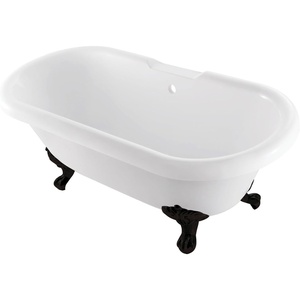 image:imageAqua Eden VTDS672924JNH0 67 Acrylic Oval Double Ended Clawfoot Tub No Faucet Drillings Glossy WhiteMatte Black