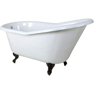 image:imageKingston Brass Aqua Eden VCTND6030NT5 Cast Iron Slipper Clawfoot Bathtub with Oil Rubbed Bronze Feet without Faucet Drillings 60Inch WhiteOil Rubbed Bronze