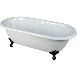 image:imageKingston Brass Aqua Eden VCTND663013NB8 Cast Iron Double Ended Clawfoot Bathtub with Brushed Nickel Feet without FaucetDrillings 66Inch WhiteOil Rubbed Bronze