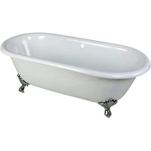 image:imageKingston Brass Aqua Eden VCTND663013NB8 Cast Iron Double Ended Clawfoot Bathtub with Brushed Nickel Feet without FaucetDrillings 66Inch WhiteWhite