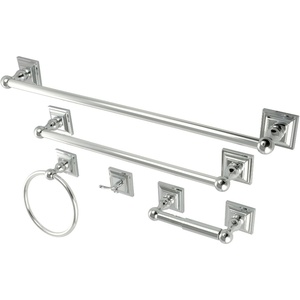 image:imageKingston Brass BAHK3212478K Serano 5Piece 18Inch and 24Inch Towel Bars Bathroom Accessory Set in Matte BlackPolished Chrome