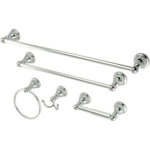 image:imageKingston Brass BAHK5112478SN Santa Fe 5Piece 18Inch and 24Inch Towel Bars Bathroom Accessory Set in Brushed NickelPolished Chrome
