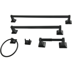 image:imageKingston Brass BAHK602124787 Milton 5Piece 18Inch and 24Inch Towel Bars Bathroom Accessory Set in Brushed BrassMatte Black